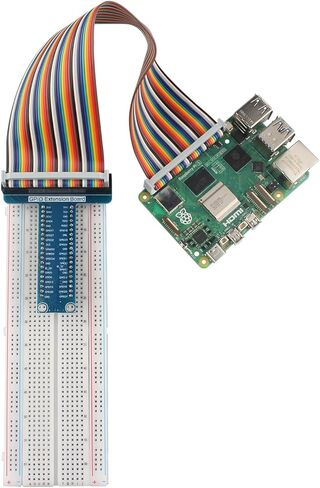ZDE T-Type GPIO Breakout Expansion Board + 40pin GPIO Flat Ribbon Cable + Breadboard Compatible with Raspberry Pi 5 4B 3B+ 3B 2B B+ in Kuwait
