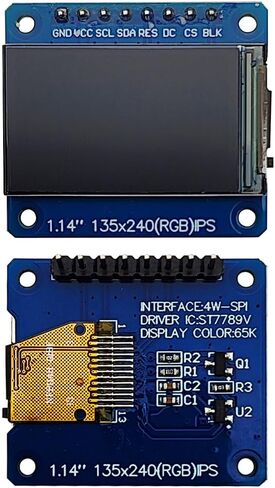 وحدة عرض LCD مقاس 1.14 بوصة شاشة IPS مع ألوان 65K RGB وواجهة SPI بدقة 135x240 in Kuwait