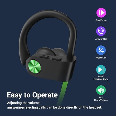 POIUZET Bluetooth Headphones, IPX7 Waterproof Wireless Sports Earbuds, HiFi Bass Stereo Earphones with Noise Cancelling Mic, 12 Hrs Playtime Headsets in-Ear, Running Headphones for Workout Gym in Kuwait