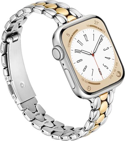 Calina Slim Metal Band Compatible with Apple Watch Bands for Women 42mm (Series 11/10) 41mm 40mm 38mm, Stainless Steel Smart Watch Bands for iWatch Series 11 10 9 8 7 6 5 4 3 2 1 SE, Starlight in Kuwait