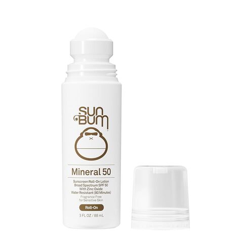 Sun Bum Mineral SPF 50 Sunscreen Roll-On Lotion|Vegan and Hawaii 104 Reef Act Compliant (Octinoxate & Oxybenzone Free) Broad Spectrum Moisturizing UVA/UVB Sunscreen with Zinc and Vitamin E|3 oz,White in Saudi Arabia