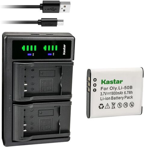 بطارية Kastar قطعتان وشاحن USB LTD2 متوافق مع Pentax Optio WG-5 GPS، Optio WG-10، Optio WG-20، Optio WG-30، Optio WG-40، Optio WG-50، Optio WG-60، Optio WG-70، Optio WG-80 in Kuwait