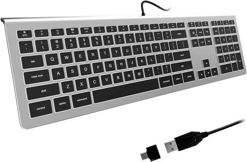 USB Wired Keyboard for Mac with White Backlight, Compatible with Mac mini, iMac, MacBook, Plug and Play Full-Sized Keyboard for Office, Home Use in Saudi Arabia