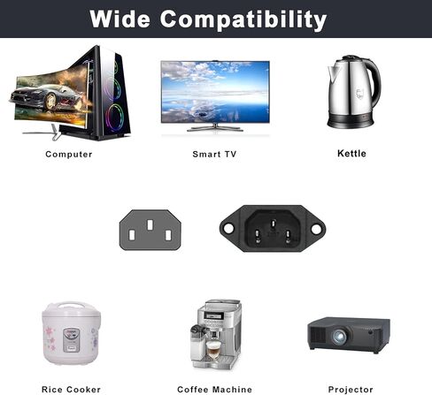 IEC320 C14 to C13 and NEMA 5-15R Y Splitter Power Cord, 3-Prong Power Adapter Cable for PDU, UPS, Computer, Monitor and Printer, Heavy Duty 18AWG Power Splitter, 1ft/12inch (1-Pack) in Saudi Arabia