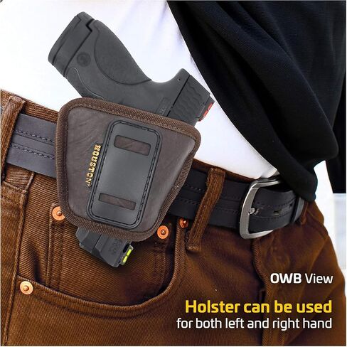 IWB وحافظة بندقية خارجية - جلد بني صديق للبيئة مادة ناعمة مخفية - تناسب Glock 26/27 / 33، Shield، XDS، Taurus 709، Pro C، Walther P22، Beretta Nano، SCCY Sky، Ruger LC9 in Kuwait
