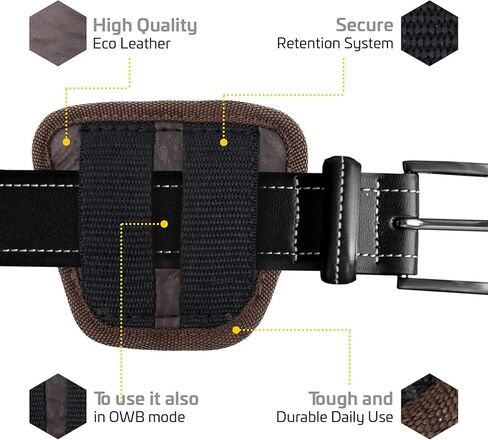 IWB وحافظة بندقية خارجية - جلد بني صديق للبيئة مادة ناعمة مخفية - تناسب Glock 26/27 / 33، Shield، XDS، Taurus 709، Pro C، Walther P22، Beretta Nano، SCCY Sky، Ruger LC9 in Kuwait