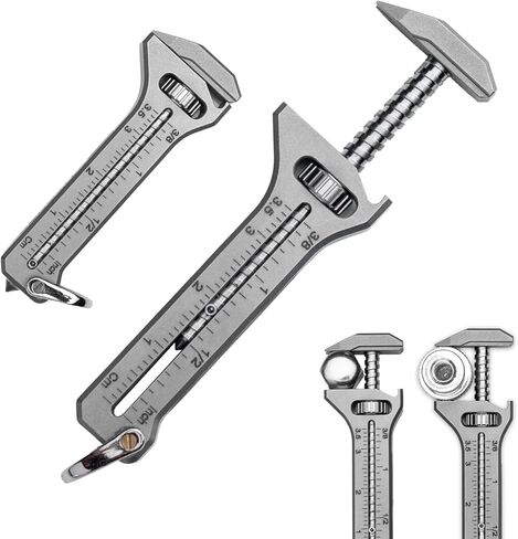 TiSpanner 2.0 Compact Titanium Multitool-18g Lightweight EDC Keychain Tool with Adjustable Wrench, Tungsten Window Breaker, High precision Caliper, 7 in1 Multi Function for Outdoor Daily Use in Kuwait