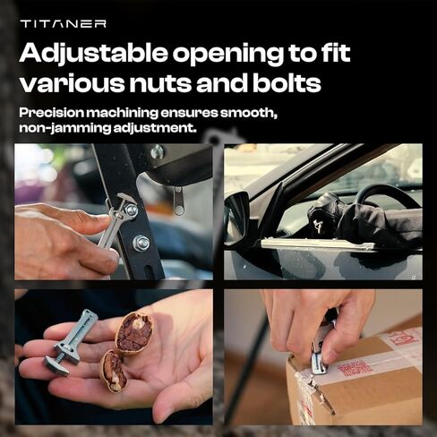 TiSpanner 2.0 Compact Titanium Multitool-18g Lightweight EDC Keychain Tool with Adjustable Wrench, Tungsten Window Breaker, High precision Caliper, 7 in1 Multi Function for Outdoor Daily Use in Kuwait