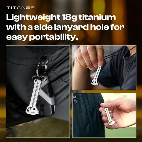 TiSpanner 2.0 Compact Titanium Multitool-18g Lightweight EDC Keychain Tool with Adjustable Wrench, Tungsten Window Breaker, High precision Caliper, 7 in1 Multi Function for Outdoor Daily Use in Kuwait