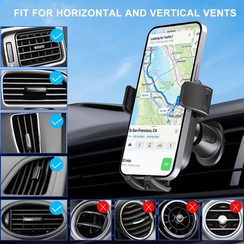 Wireless Car Charger, Auto-Clamping Air Vent Mount Car Phone Holder - 15W/10W/7.5W Fast Charging Compatible with iPhone 17/16/15/14/13/13 Pro/12 Pro Max/12 Pro/12 & Samsung Galaxy, Gift for Men Women in Kuwait
