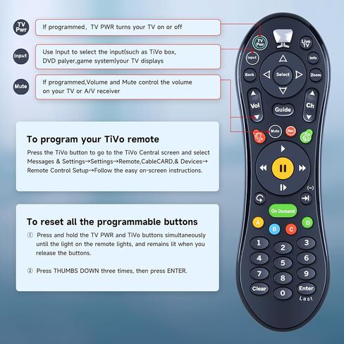 New Replacement Remote Control for TiVo TGN-RC30 Roamio Plus/OTA/Pro, Works with RCN/Astound SMLD-00266-000 in Kuwait