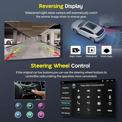 Car Radio Upgrade Stereo for Dodge Grand Caravan 2008-2010 with Wireless CarPlay & Android Auto, 10'' Touchscreen Car Audio with GPS WiFi Bluetooth FM/RDS DSP Mirror Link Backup Camera MIC in Kuwait