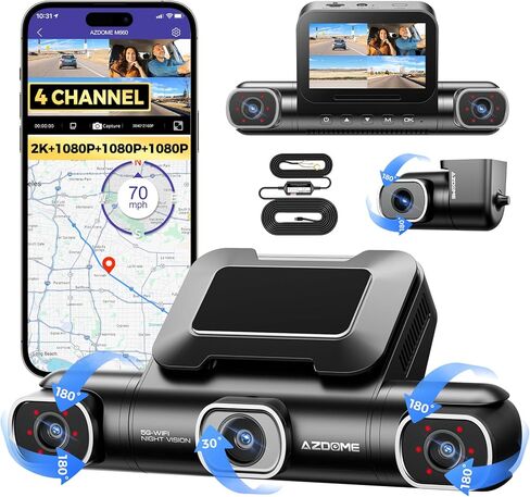 AZDOME M660 4CH Dash Cam with JYX05 Type-C Hardwire Kit for 24/7 Parking SurveillanceS in Kuwait