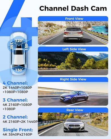 AZDOME M660 4CH Dash Cam with JYX05 Type-C Hardwire Kit for 24/7 Parking SurveillanceS in Kuwait