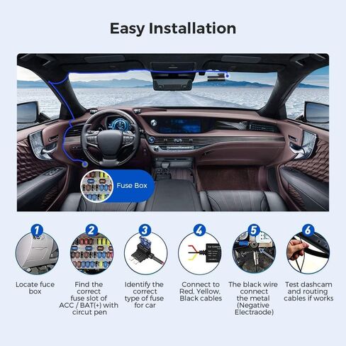 AZDOME M660 4CH Dash Cam with JYX05 Type-C Hardwire Kit for 24/7 Parking SurveillanceS in Kuwait