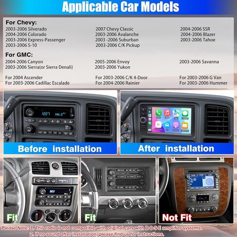 8 Core 4+64G Car Stereo Radio for Chevy Chevrolet Silverado Tahoe 2003-2006, GMC Sierra Yukon 2003-2006, Hummer 2003-2006, 7'' Radio with Wireless CarPlay/Andriod Auto/WiFi/Bluetooth/Backup Camera/GPS in Kuwait