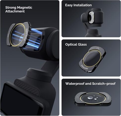 ملحقات ذراع شفرة MOVMAX متوافقة مع DJI osmo Pocket 3/2، insta360/Gopro، حامل كاميرا محمول مع برغي 1/4، فلتر CPL in Kuwait