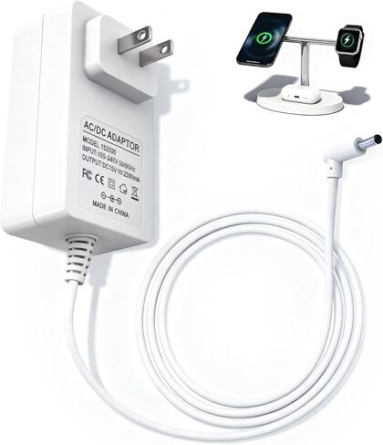 15V Charge for Belkin Boost Pro WIZ009 K7SWIZ009 WIZ010 WIZ016 WIZ017 WIZ017TT WH BK 3-in-1 Power Cord Compatible with 2ACR040G NJ 2ACR040GNJ Power Supply in Kuwait