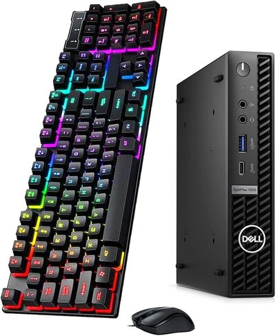 كمبيوتر مكتبي صغير Dell Optiplex 7000، الجيل الثاني عشر Core i5-12500T 2.00 جيجا هرتز، كمبيوتر مكتبي 16 جيجا بايت 256 جيجا SSD، واي فاي، منفذ DisplayPort، لوحة مفاتيح وماوس، WiFi/BT، دعم 4K، Windows 11 Pro (متجدد) in Kuwait