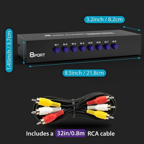فوسمون مفتاح ار سي ايه، مقسم فوسمون 3 اتجاهات RCA [3 انش/ 1 خارج] صندوق محول صوت وفيديو RCA مع 3 كيبل RCA ذكر الى ذكر لاجهزة Xbox PS2 PS3 Wii DVD TV in Kuwait