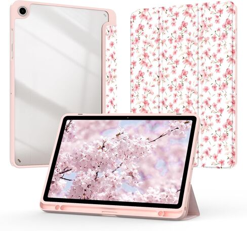 حافظة لهاتف Samsung Galaxy Tab A11+ Plus / A9+ 11 بوصة 2026/2024 زهور، غطاء خلفي نحيف خفيف الوزن ثلاثي الطي لطيف للاستيقاظ/النوم التلقائي للكمبيوتر اللوحي Plus 11 بوصة (وردي زهري) in Kuwait