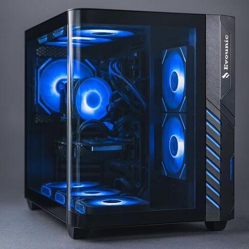 كمبيوتر مكتبي من EvounicGaming - i5-11600 حتى 4.8 جيجا هرتز، Radeon RX 580 8 جيجا، 16 جيجا بايت DDR4 RAM، 512 جيجا SSD + 1 تيرابايت HDD، WiFi 6 & BT 5.4، Windows 11 Pro، 9 × مراوح ARGB، برج ألعاب عالي الأداء in Kuwait