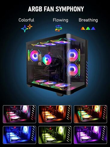 كمبيوتر مكتبي من EvounicGaming - i5-11600 حتى 4.8 جيجا هرتز، Radeon RX 580 8 جيجا، 16 جيجا بايت DDR4 RAM، 512 جيجا SSD + 1 تيرابايت HDD، WiFi 6 & BT 5.4، Windows 11 Pro، 9 × مراوح ARGB، برج ألعاب عالي الأداء in Kuwait