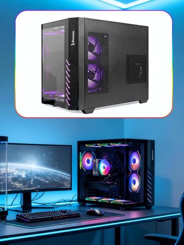 كمبيوتر مكتبي من EvounicGaming - i5-11600 حتى 4.8 جيجا هرتز، Radeon RX 580 8 جيجا، 16 جيجا بايت DDR4 RAM، 512 جيجا SSD + 1 تيرابايت HDD، WiFi 6 & BT 5.4، Windows 11 Pro، 9 × مراوح ARGB، برج ألعاب عالي الأداء in Kuwait