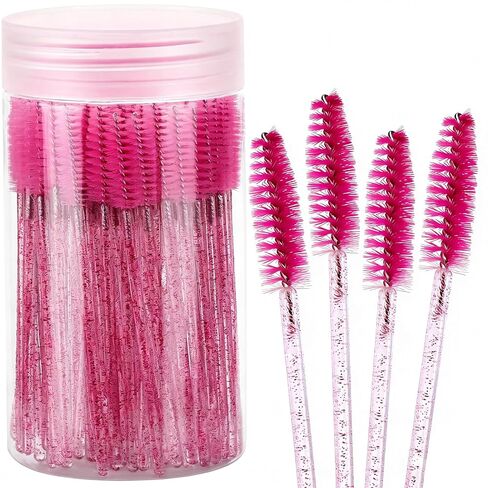 100pcs Disposable Mascara Brushes with Container, Mascara Wands Makeup Brushes Applicators Kits for Eyelash Extensions and Eyebrow Brush (Crystal Black) in Saudi Arabia