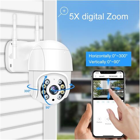كاميرا Smar 8MP 5MP 3MP 2MP PTZ واي فاي خارجية 5X تكبير رقمي AI كاميرا كشف الإنسان P2P الصوت CCTV أمن الوطن (5MP x محول) in Kuwait