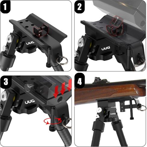 UUQ QV8 6-9 Inches Tactical Rifle Adjustable Bipod for Hunting and Shooting, Directly Attach to Sling Swivel Stud, w/Spike Feet in Kuwait