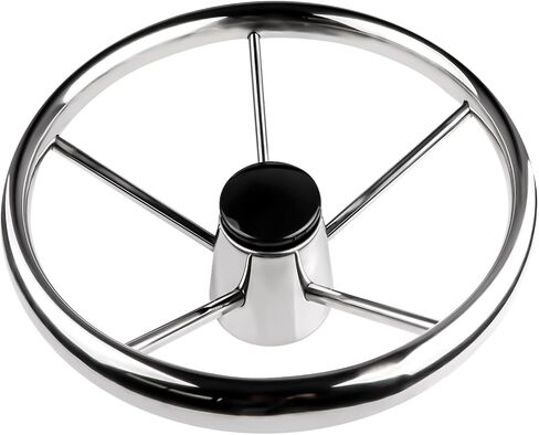13-1/2“ Boat Steering Wheel Stainless Steel 5 Spoke Destroyer Style Steering Wheel with Knurling for Marine Yacht Boat in Saudi Arabia