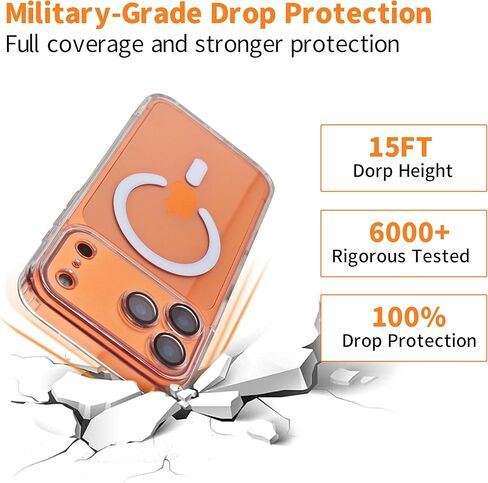 for iPhone17 Pro Max Phone case, Built-in Camera Protector,Crystal Clarity,Military-Grade Hardness Anti-Drop&Anti-Yellowing,Magnetic Wireless Charging Compatibility (Clear, iPhone 17 Pro Max) in Saudi Arabia