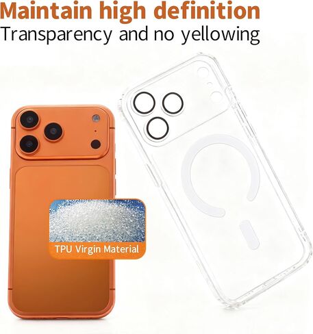 for iPhone17 Pro Max Phone case, Built-in Camera Protector,Crystal Clarity,Military-Grade Hardness Anti-Drop&Anti-Yellowing,Magnetic Wireless Charging Compatibility (Clear, iPhone 17 Pro Max) in Saudi Arabia