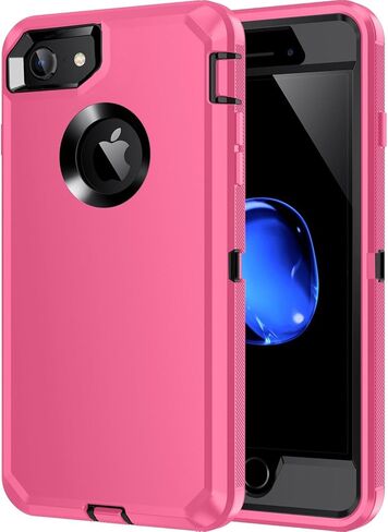 جراب iPhone 8، جراب iPhone 7، [واقي شاشة مدمج] عالي التحمل مقاوم للصدمات والغبار/السقوط [3 طبقات] جراب متين لحماية الجسم بالكامل، أزرق in Kuwait