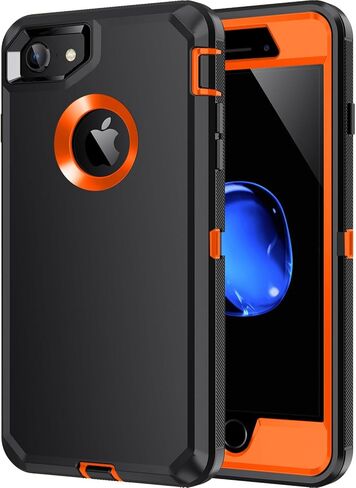 جراب iPhone 8، جراب iPhone 7، [واقي شاشة مدمج] عالي التحمل مقاوم للصدمات والغبار/السقوط [3 طبقات] جراب متين لحماية الجسم بالكامل، أزرق in Kuwait