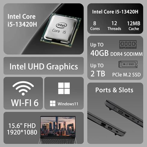 كمبيوتر محمول Lenovo V15 G4 Business، شاشة 15.6 بوصة FHD مضادة للتوهج، Intel 8-Core i5-13420H (Beat i7-1355U)، ذاكرة الوصول العشوائي 16 جيجابايت، 256 جيجابايت SSD، WiFi6، Bluetooth5.2، RJ-45، Windows 11 Home، مع مجموعة ملحقات 5ave 6 في 1 in Kuwait