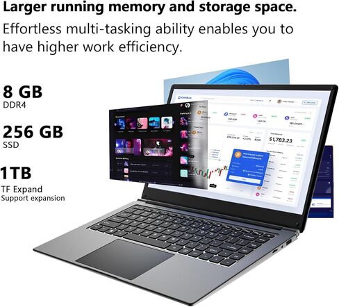 كمبيوتر محمول 16 بوصة 8 جيجابايت DDR 256 جيجابايت SSD كمبيوتر محمول محمول، قابل للتوسيع إلى 1 تيرابايت وحدة معالجة مركزية بنتيوم رباعية النواة تصل إلى 2.64 جيجا هرتز بطارية 9000 مللي أمبير في الساعة واجهة HDMI صغيرة واجهة USB3.0 ثنائي النطاق واي فاي كامير in Kuwait