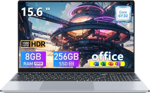 كمبيوتر محمول DUNHOO، كمبيوتر محمول مقاس 15.6 بوصة، معالج Core M3-6Y30، ذاكرة وصول عشوائي 8 جيجابايت، 256 جيجابايت SSD، كمبيوتر محمول 2026 بفتحة 180 درجة، Win 11 Pro، FHD 1920*1080، كمبيوتر محمول محمول لطلاب الأعمال والألعاب الخفيفة in Kuwait