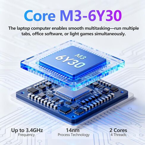 كمبيوتر محمول DUNHOO، كمبيوتر محمول مقاس 15.6 بوصة، معالج Core M3-6Y30، ذاكرة وصول عشوائي 8 جيجابايت، 256 جيجابايت SSD، كمبيوتر محمول 2026 بفتحة 180 درجة، Win 11 Pro، FHD 1920*1080، كمبيوتر محمول محمول لطلاب الأعمال والألعاب الخفيفة in Kuwait
