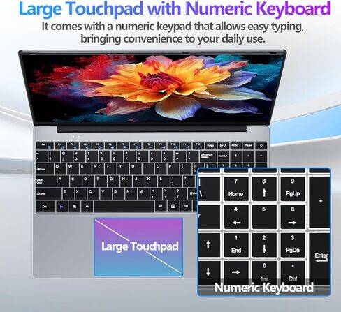 كمبيوتر محمول DUNHOO، كمبيوتر محمول مقاس 15.6 بوصة، معالج Core M3-6Y30، ذاكرة وصول عشوائي 8 جيجابايت، 256 جيجابايت SSD، كمبيوتر محمول 2026 بفتحة 180 درجة، Win 11 Pro، FHD 1920*1080، كمبيوتر محمول محمول لطلاب الأعمال والألعاب الخفيفة in Kuwait