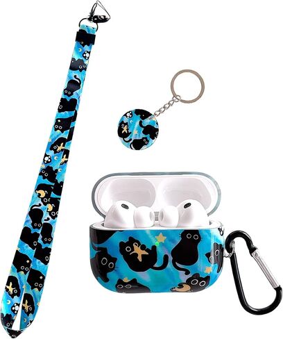 Cute Cat Design Air Pod 4th Generation （2024） with Cat Lanyard Keychain，Unique IMD Process TPU Soft Air Pod 4th Case in Saudi Arabia