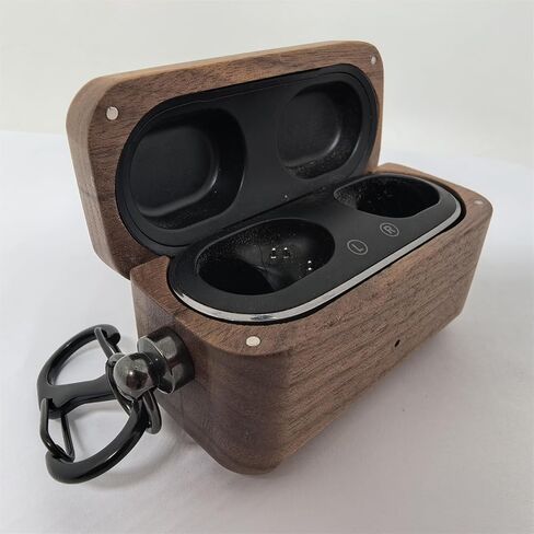 DAYJOY Handmade Natural Wooden Genuine Real Wood Protective Case Cover Shell Compatible with Devialet Gemini II/2 Earbuds,Unique Grain Protective Cover with Key Chain (Walnut) in Kuwait