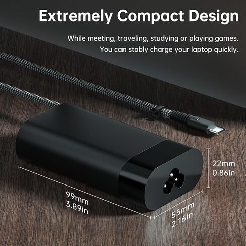 New Slim 65W Fast-Charging Laptop Charger​ – Ultra-Portable USB-C AC Adapter for HP Spectre X360/Envy/EliteBook/Chromebook/ZBook/, Type C AC Adapter Power Cord Supply in Kuwait
