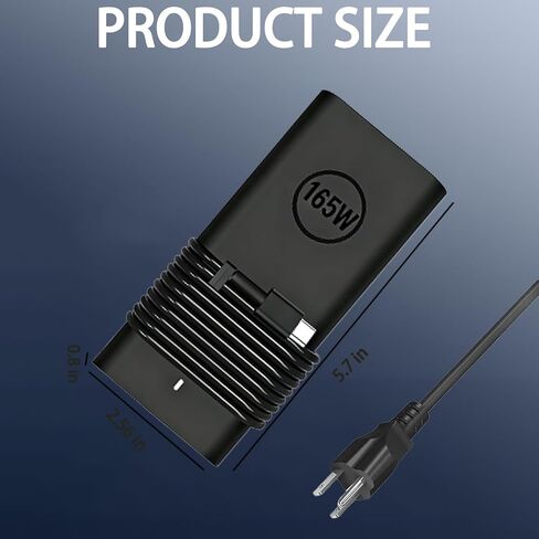 شاحن كمبيوتر محمول USB C بقدرة 165 واط متوافق مع Dell Pro Max 16 Plus MB16250، Pro Max 18 Plus MB18250، Precision 5690 5680 3580، XPS 17 15 9730 9720، Latitude 7640 7340 5540 نوع C سلك إمداد الطاقة in Kuwait