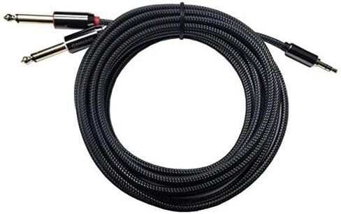 كابل Omnihil 3.5 ملم TRS إلى Dual 1/4 بوصة TS Premium Stereo Breakout Cable متوافق مع (15 قدم / 5 متر) الصوت العالمي Apollo Twin USB 3 Audio Interfac e in Kuwait