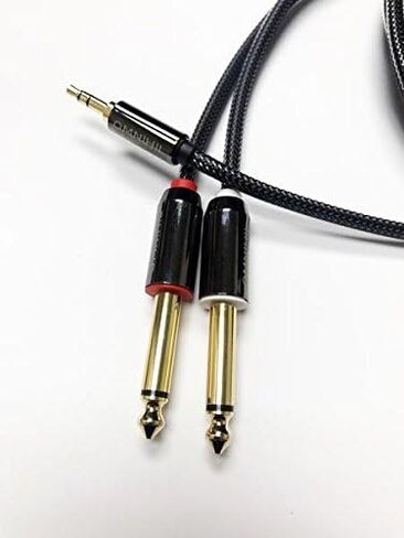 كابل Omnihil 3.5 ملم TRS إلى Dual 1/4 بوصة TS Premium Stereo Breakout Cable متوافق مع (15 قدم / 5 متر) الصوت العالمي Apollo Twin USB 3 Audio Interfac e in Kuwait