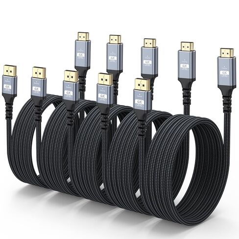 كابل DisplayPort إلى HDMI بطول 6 أقدام، 10 حزم، يدعم 4K عند 30 هرتز، 2K عند 60 هرتز، 1080 بكسل عند 120 هرتز، سلك DP مضفر من النايلون إلى HDMI أحادي الاتجاه للكمبيوتر والشاشة وبطاقة الرسومات والتلفزيون عالي الدقة وجهاز العرض in Kuwait