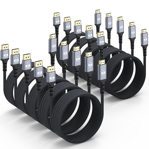 4K DisplayPort to HDMI Cable 6FT, 10-Pack, Support 4K@30Hz, 2K@60Hz, 1080p@120Hz, Nylon Braided DP to HDMI Uni-Directional Cord for Computer, Monitor, Graphics Card, HDTV, Projector in Saudi Arabia