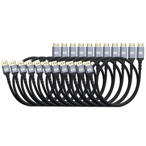 4K DisplayPort to HDMI Cable 6FT, 10-Pack, Support 4K@30Hz, 2K@60Hz, 1080p@120Hz, Nylon Braided DP to HDMI Uni-Directional Cord for Computer, Monitor, Graphics Card, HDTV, Projector in Saudi Arabia